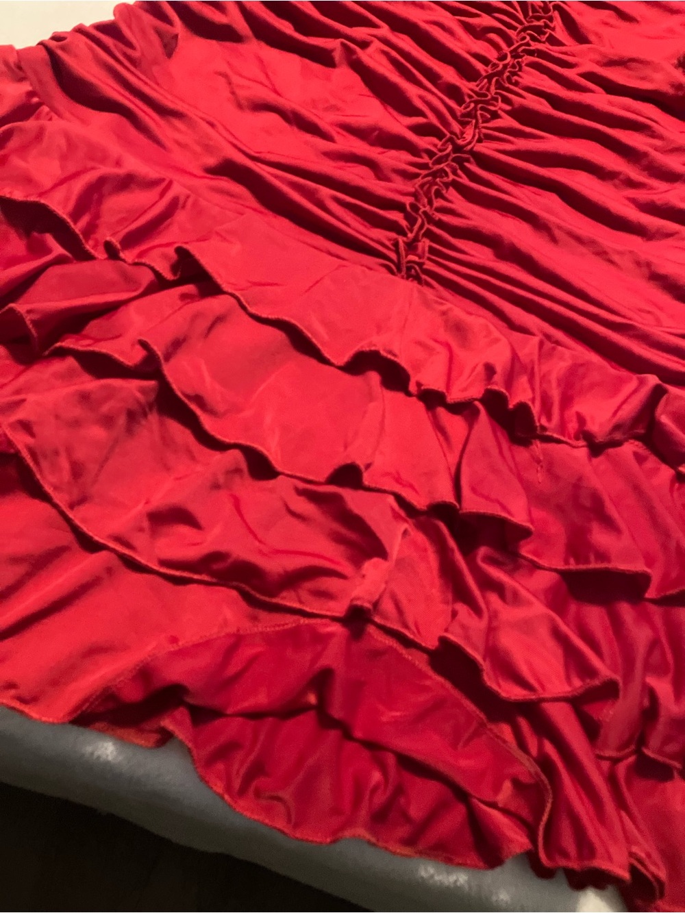 NWT Red Ruffle Strapless Dress - Picture 2 of 7